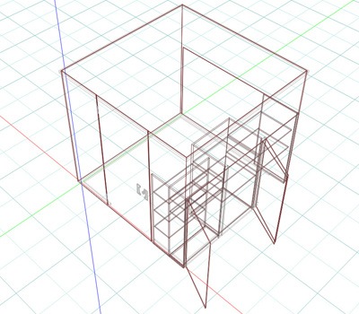 Gartenhaus mit integriertem Regalsystem